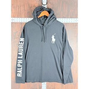Polo Ralph Lauren Double Sided Long Sleeve Big Pony T Shirt Hoodie Black Men XL